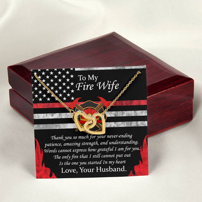 To My Fire Wife Interlocking Hearts Necklace