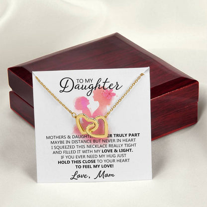 To My Daughter - Unique Interlocking Hearts Binding Necklace Gift Set Interlocking Hearts Necklace