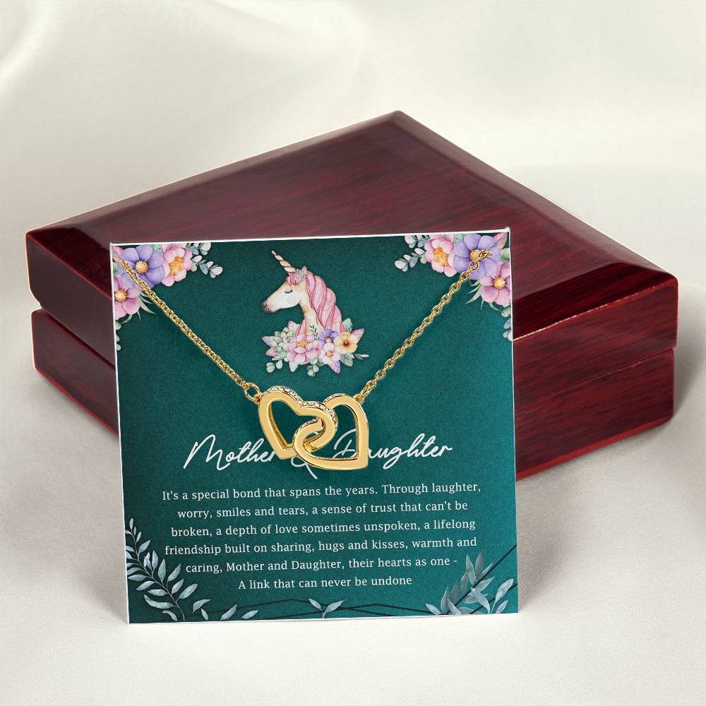 Mother And Daughter Their Hearts As One Interlocking Hearts Necklace Mother'S Day Message Card