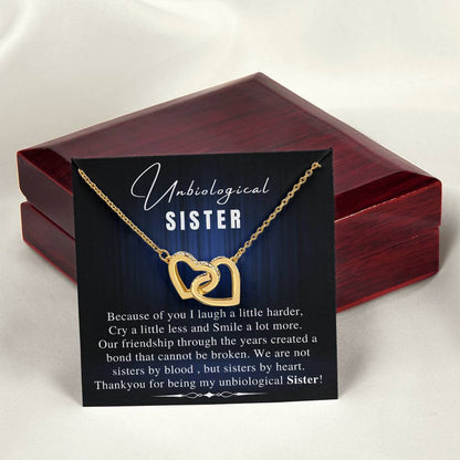 Unbiological Sister Necklace Soul Sister Sorority Sister Sister In Law Necklace Step Sister Gift Jewelry Tray Sister Necklace Interlocking Hearts Necklace