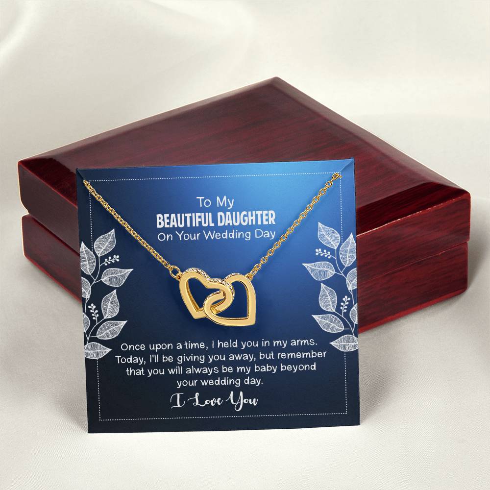 To My Beautiful Daughter - Always Be My Baby Interlocking Hearts Necklace