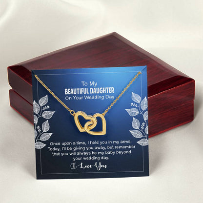 To My Beautiful Daughter - Always Be My Baby Interlocking Hearts Necklace