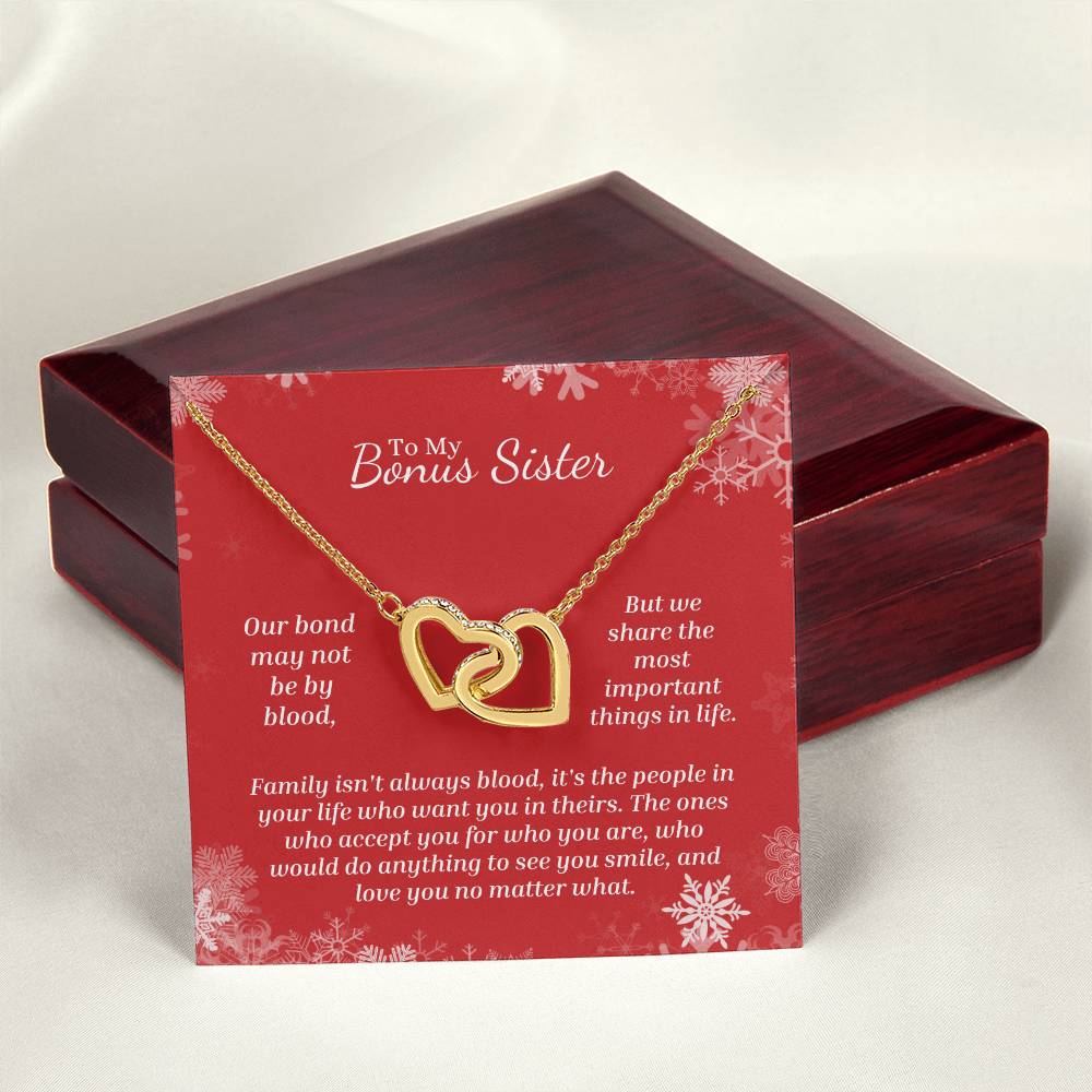 Love You No Matter What - Interlocking Hearts Necklace For Bonus Sister