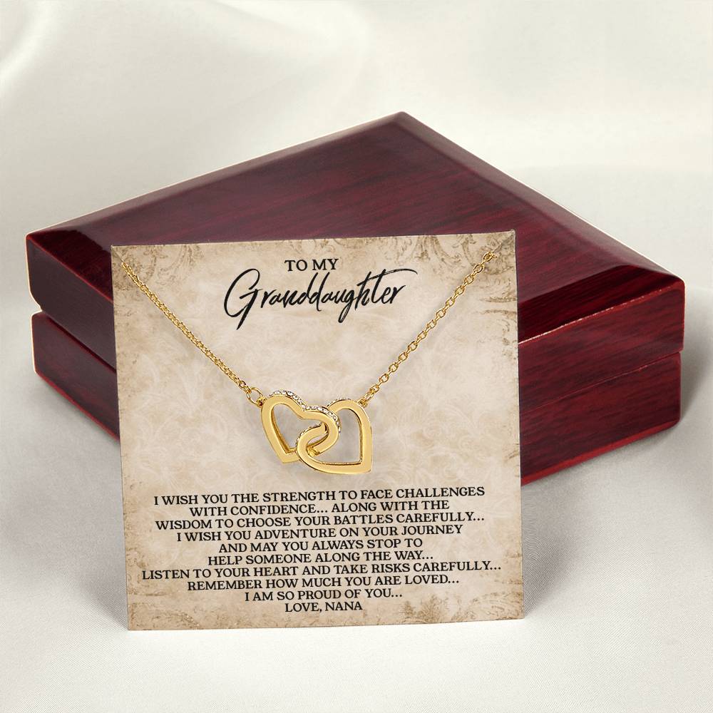 To My Granddaughter - Love Nana - Interlocking Heart Necklace Interlocking Hearts Necklace