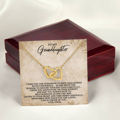 To My Granddaughter - Love Nana - Interlocking Heart Necklace Interlocking Hearts Necklace