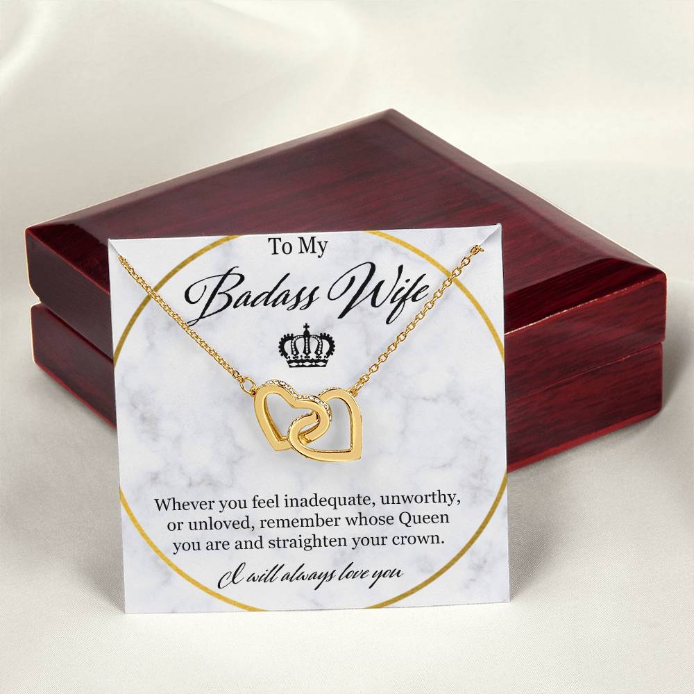 To My Badass Wife Interlocking Hearts Necklace