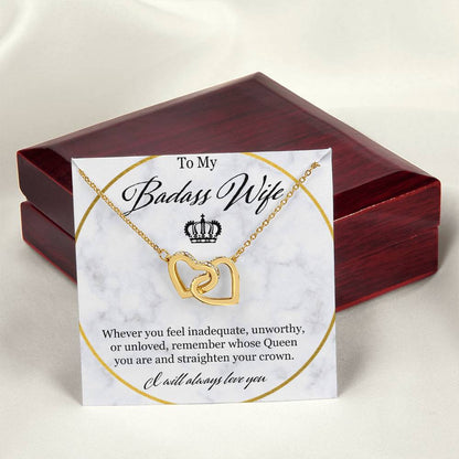 To My Badass Wife Interlocking Hearts Necklace