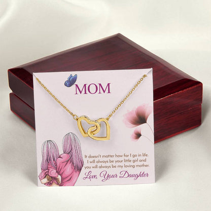 Mom - I Will Always Be Your Little Girl Interlocking Heart Necklace Interlocking Hearts Necklace