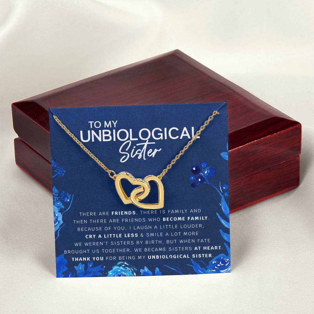 Unbiological Sister Heart Necklace Gift For Best Friend Thank You For Everything Interlocking Hearts Necklace