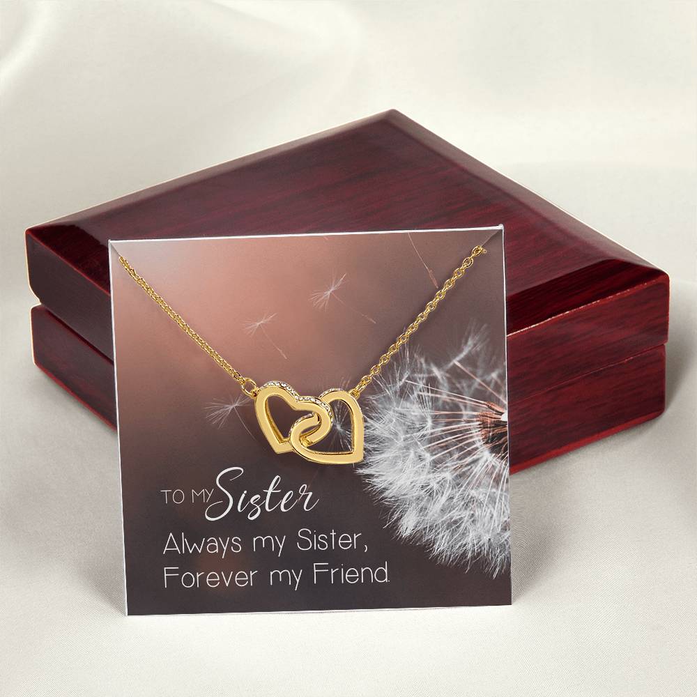 To My Sister Interlocking Hearts Necklace Birthday Message Card