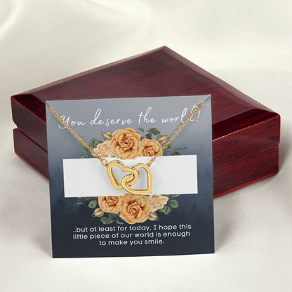 My World - Stainless Steelrose Gold Interlocked Hearts Necklace And Card Interlocking Hearts Necklace