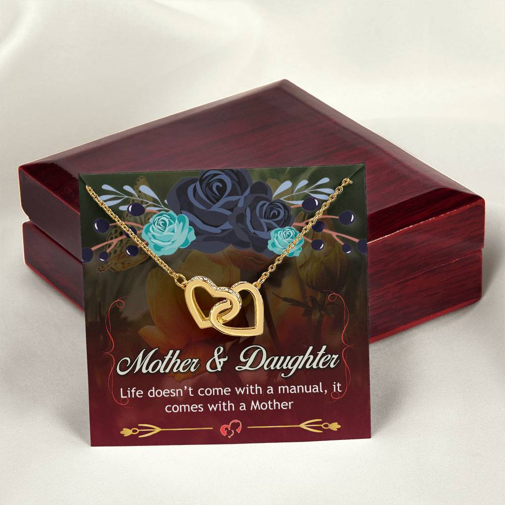 Mother'S Day Necklace With Message Card - Life Doesn'T Come With A Manual It Comes With A Mother Interlocking Hearts Necklace