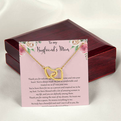 To My Boyfriends Mom - Pink Interlocking Hearts Necklace