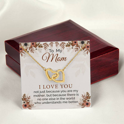 Gifts For Mom From Daughter Interlocking Hearts Necklace