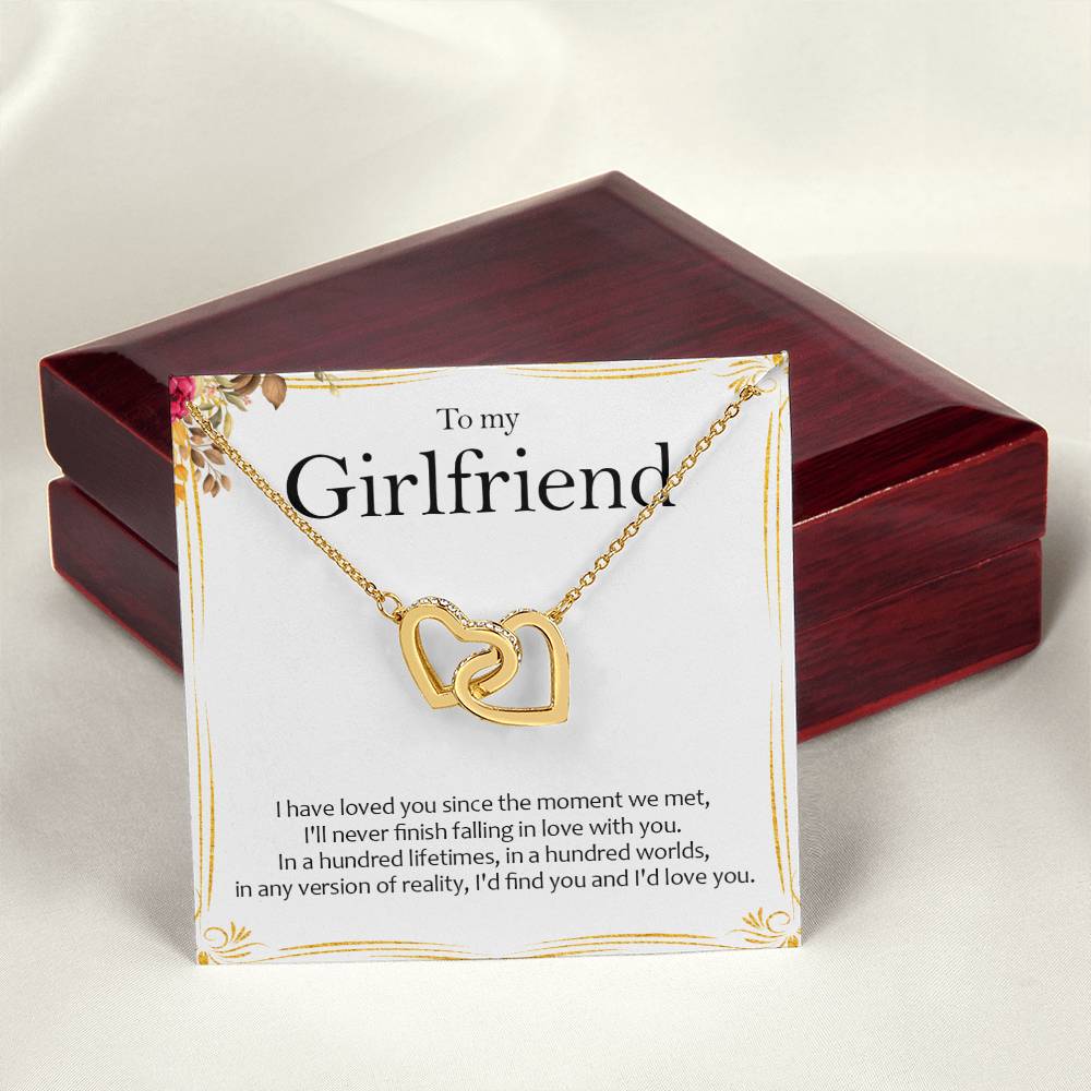 To My Girlfriend - Love Card And Necklace S005 Interlocking Hearts Necklace
