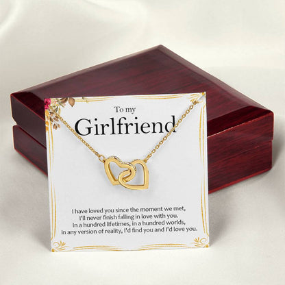 To My Girlfriend - Love Card And Necklace S005 Interlocking Hearts Necklace