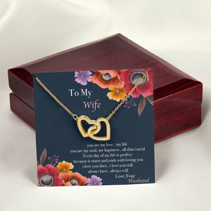 To My Wife Necklace Gift Set Interlocking Hearts Necklace