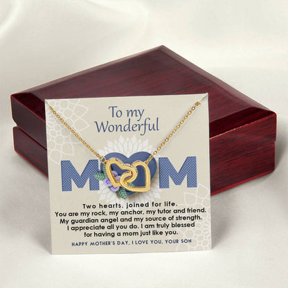 Mother And Son Interlocking Hearts Necklace - Joined For Life