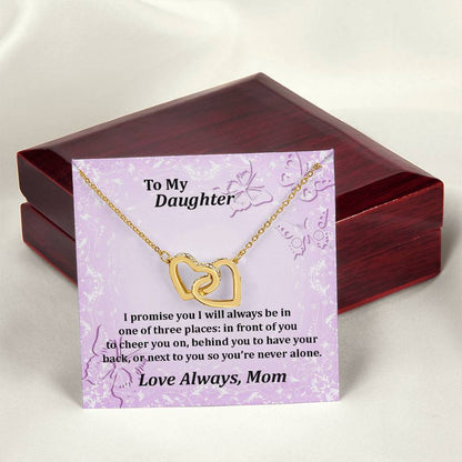To My Daughter Always With You Never Ending Love Hearts Necklace Love Mom Interlocking Hearts Necklace