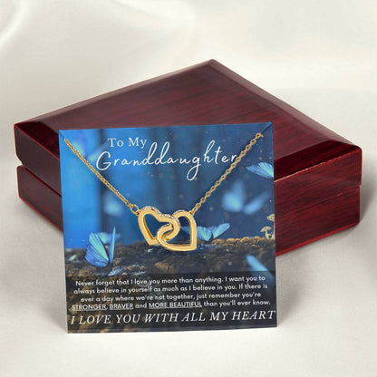 To My Granddaughter Butterfly Necklace - A Unique Gift She Can Cherish Forever Interlocking Hearts Necklace