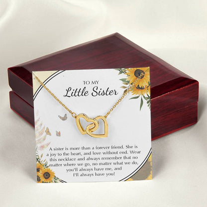 To My Little Sister Necklace Gifts Little Sister Birthday Gift For Little Sister Jewelry Gift For Sister Interlocking Hearts Necklace