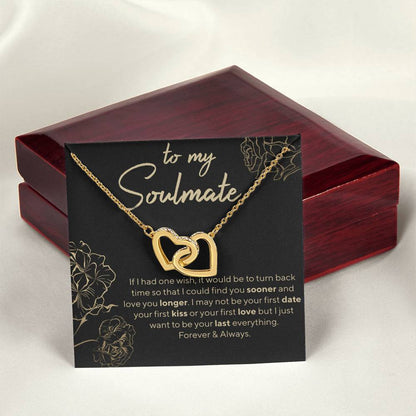 To My Soulmate - I Love You Forever And Always Interlocking Hearts Necklace