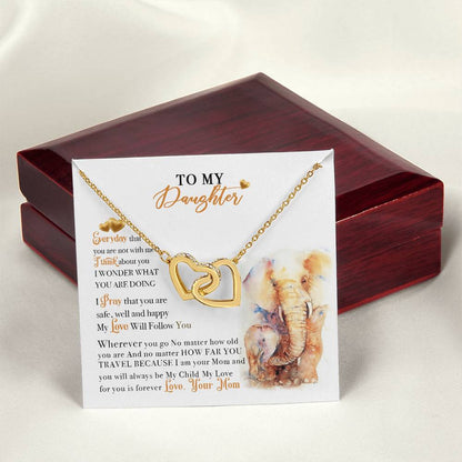 To My Daughter Necklace From Elephant Dad Interlocking Hearts Necklace