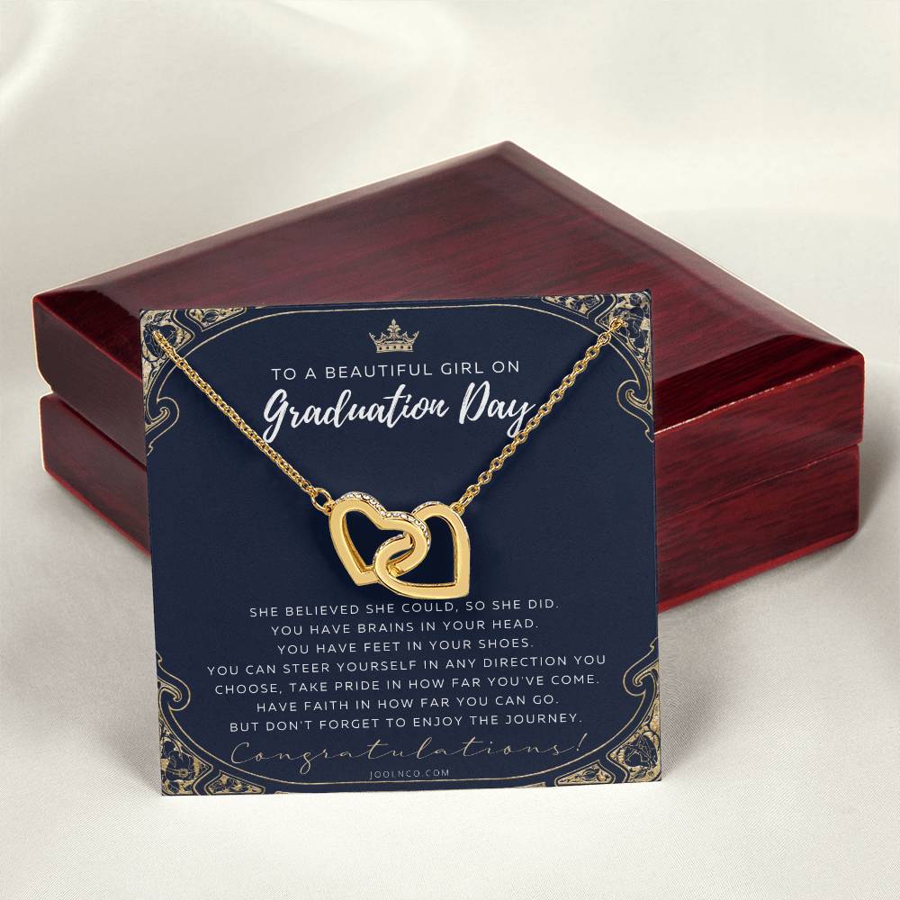 Graduation Gift Necklace For Daughter College Graduation Gift For Her High School Senior Graduation Mba Phd Master Class Of Interlocking Hearts Necklace