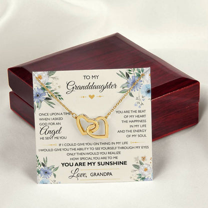 To My Granddaughter From Grandpa - Interlocking Heart Necklace Interlocking Hearts Necklace
