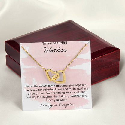 To My Beautiful Mother Interlocking Hearts Necklace