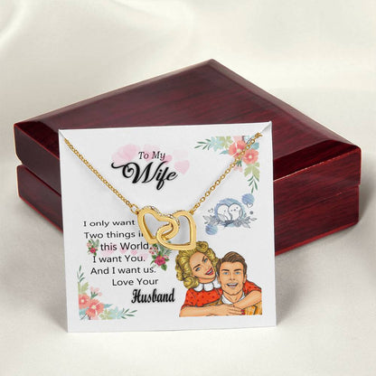 To My Wife Necklace Interlocking Hearts Necklace