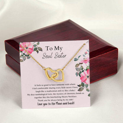 To My Soul Sister Interlocking Hearts Necklace