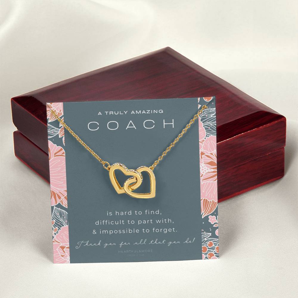Gymnastics Coach Gift For Women Leaving Gift For Gymnastics Coach To A Truly Amazing Gymnastics Coach Thank You Gift Interlocking Hearts Necklace