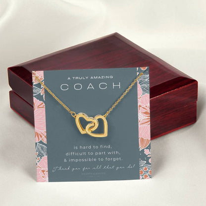 Gymnastics Coach Gift For Women Leaving Gift For Gymnastics Coach To A Truly Amazing Gymnastics Coach Thank You Gift Interlocking Hearts Necklace