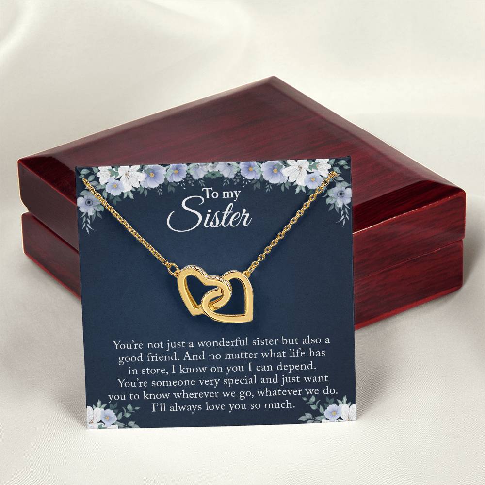 Necklace Sister’S Best Christmas Gift Birthday Gift For Sister To My Little Sister Present For Teenage Sister Gift For Sis Interlocking Hearts Necklace