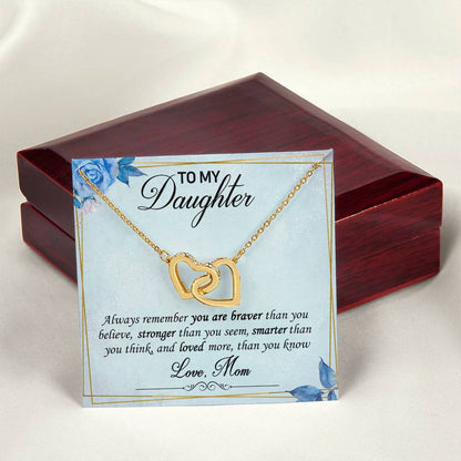 To My Daughter Interlocking Hearts Necklace Message Card