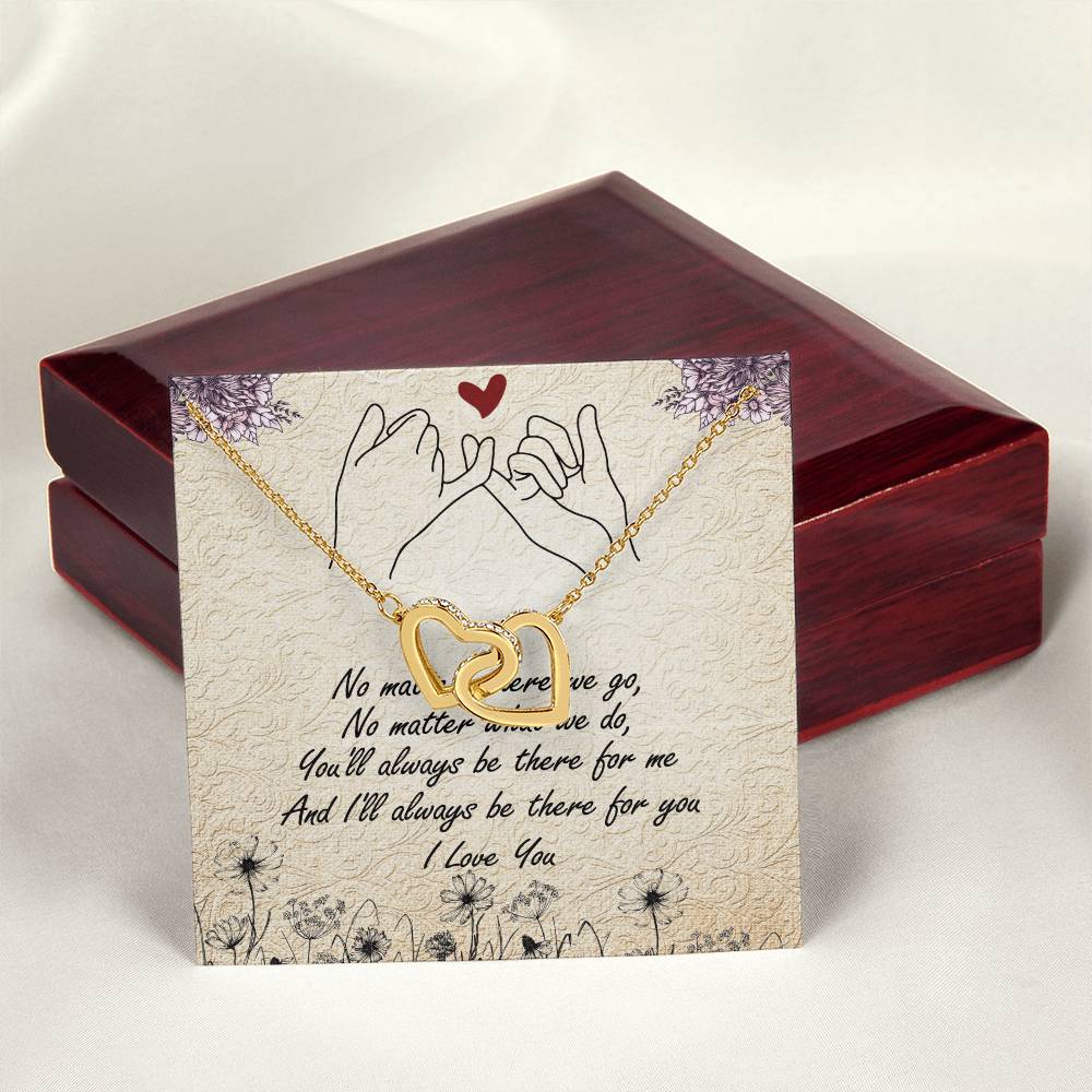 No Matter Interlocking Hearts Necklace Message Card