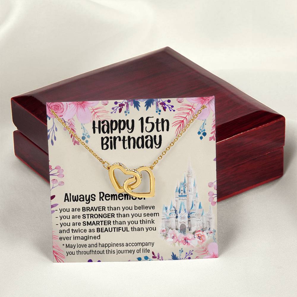 Happy 15Th Birthday Gift For Daughter Gift For 15 Years Old Birthday Teen Girl Daughter Necklace Gift Interlocking Hearts Necklace