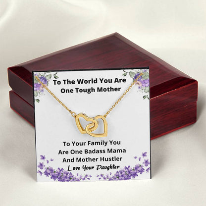 Necklace From Daughter Mother Hustler Gift For Mom Jewelry For Mothers Day Birthday Gift Idea Present For Mom Interlocking Hearts Necklace