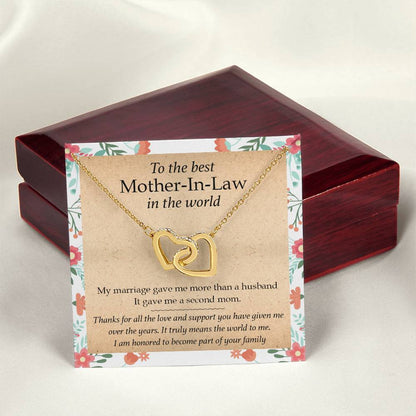 Gift For Mother-In-Law - My Marriage Gave Me A Second Mom - Interlocking Interlocking Hearts Necklace
