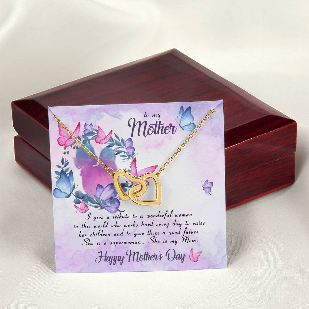 Mothers Day Gift - Mothers Day Gift From Daughter - Gift For Mom Mother'S Day Necklace With Card - Mothers Day Jewelry Mothers Day Card Interlocking Hearts Necklace