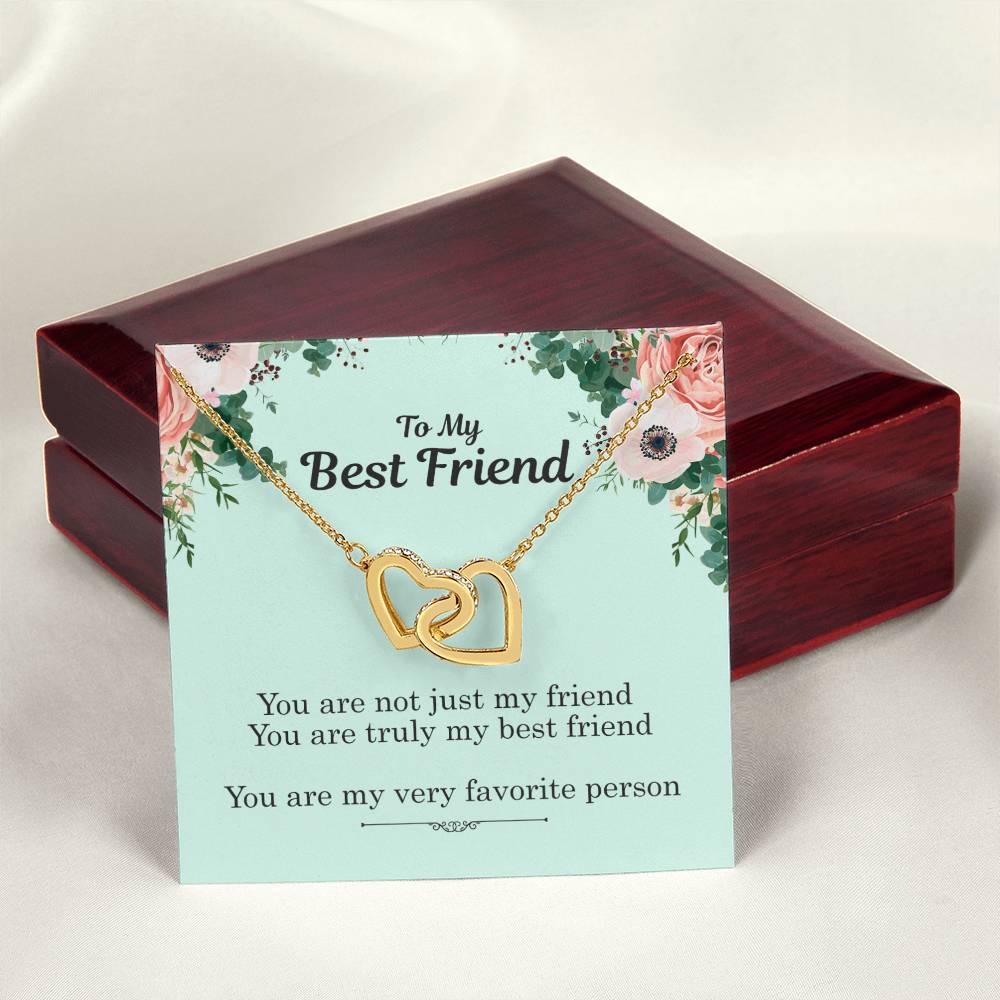 To My Best Friend - My Favorite Person Interlocking Hearts Necklace