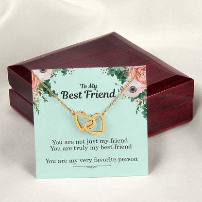 To My Best Friend - My Favorite Person Interlocking Hearts Necklace