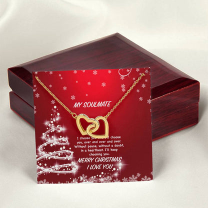 My Soulmate - I Choose You And I'Ll Keep Choosing You Interlocking Hearts Necklace