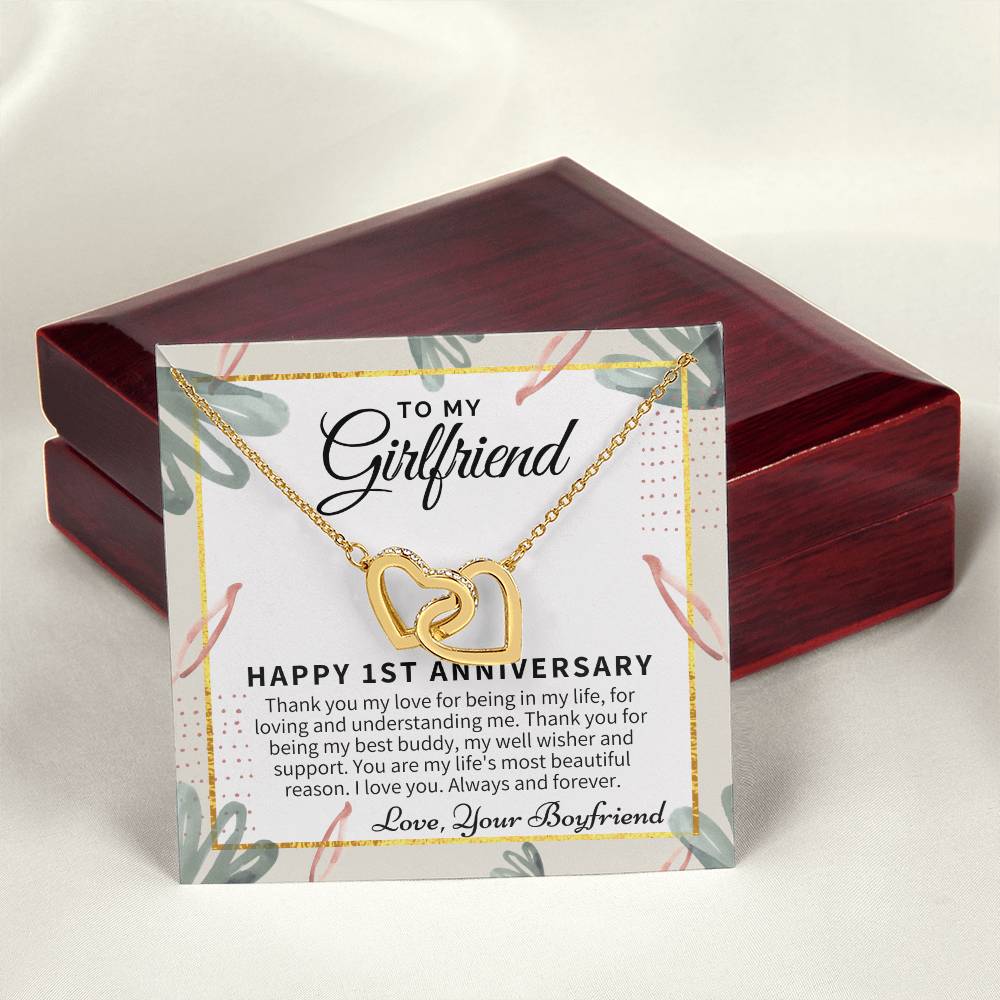 1St Anniversary Gift For Girlfriend Personalized Anniversary Gift One Year Anniversary Gifts 1 Year Anniversary Gift For Girlfriend Interlocking Hearts Necklace