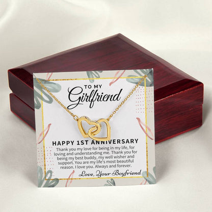 1St Anniversary Gift For Girlfriend Personalized Anniversary Gift One Year Anniversary Gifts 1 Year Anniversary Gift For Girlfriend Interlocking Hearts Necklace