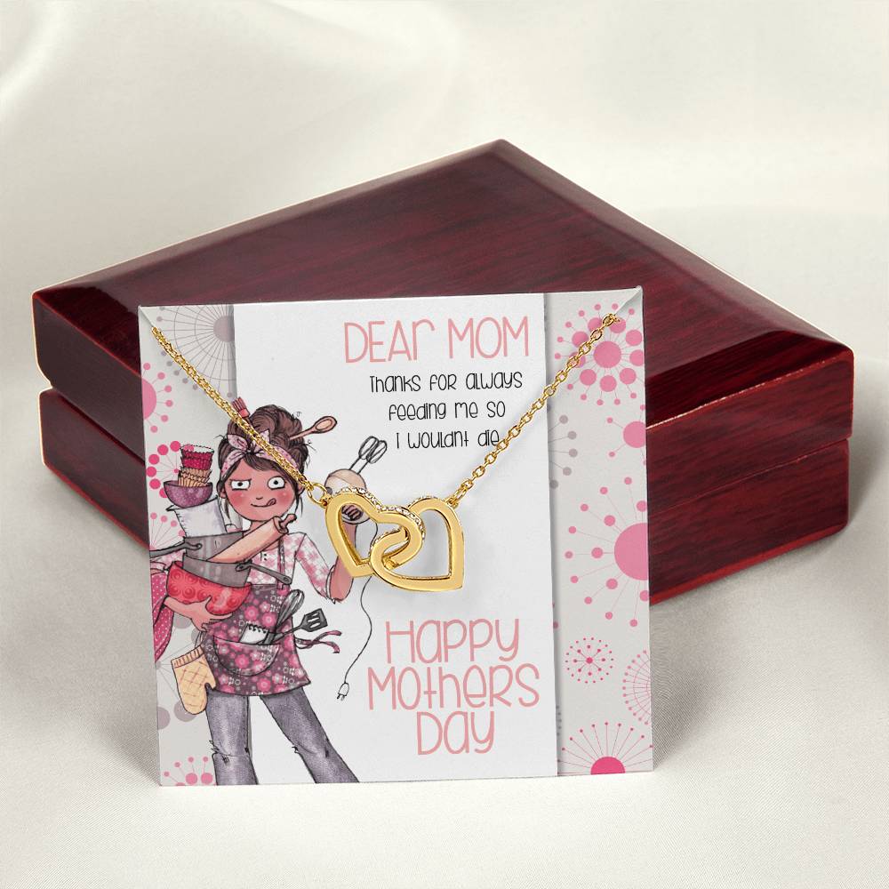 Thanks For Feeding Me Mothers Day Linked Hearts Necklace Interlocking Hearts Necklace