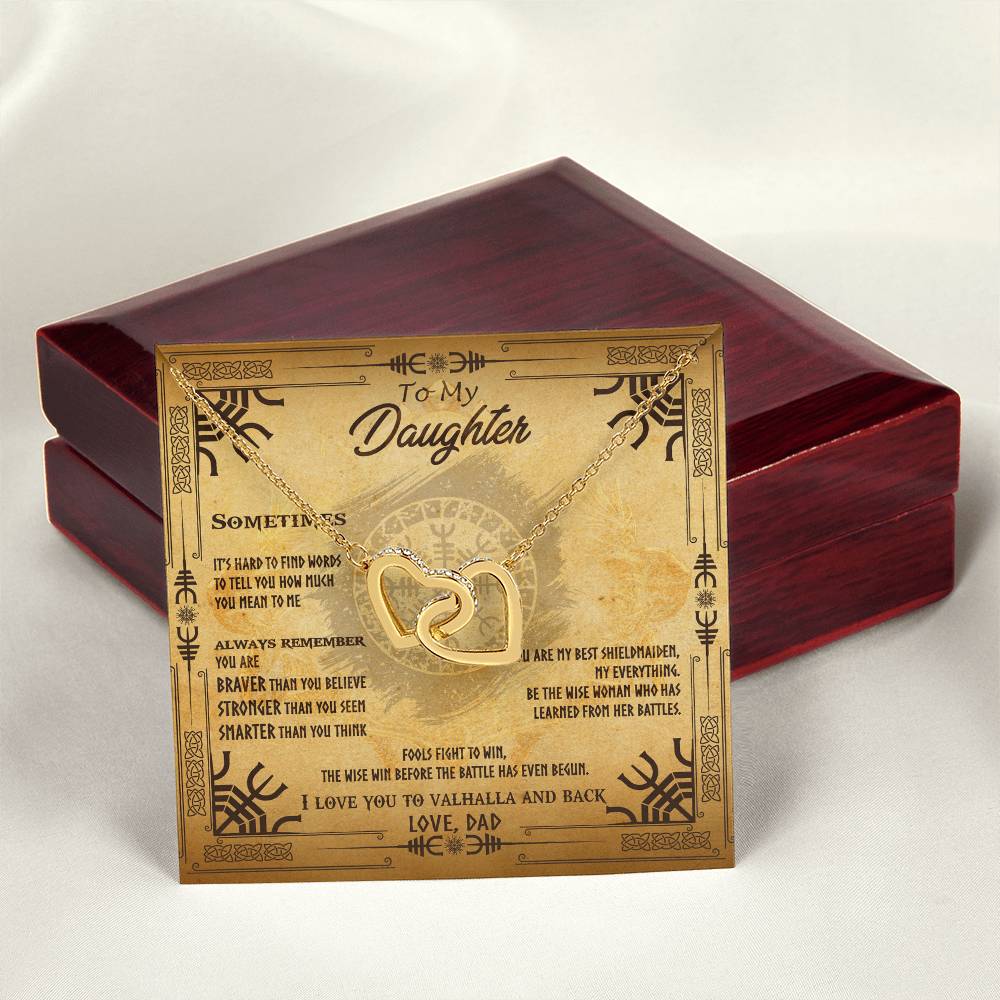 To My Daughter - Braver Than You Believe Interlocking Hearts Necklace