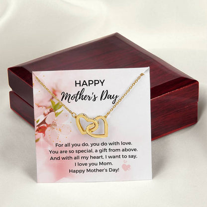 Mother'S Day Heart Necklace - 316 Steel With 18K Rose Gold Finish And Cubic Zirconia Stones - In The U.S.A. ???? Interlocking Hearts Necklace