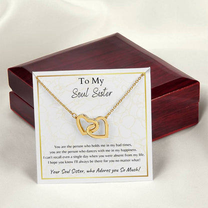 To My Soul Sister Interlocking Hearts Necklace
